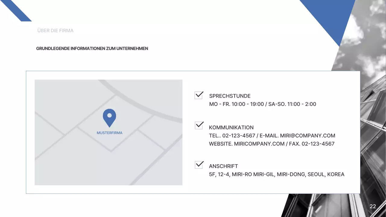 Ein einfacher Unternehmensbericht in Blau und Hellblau