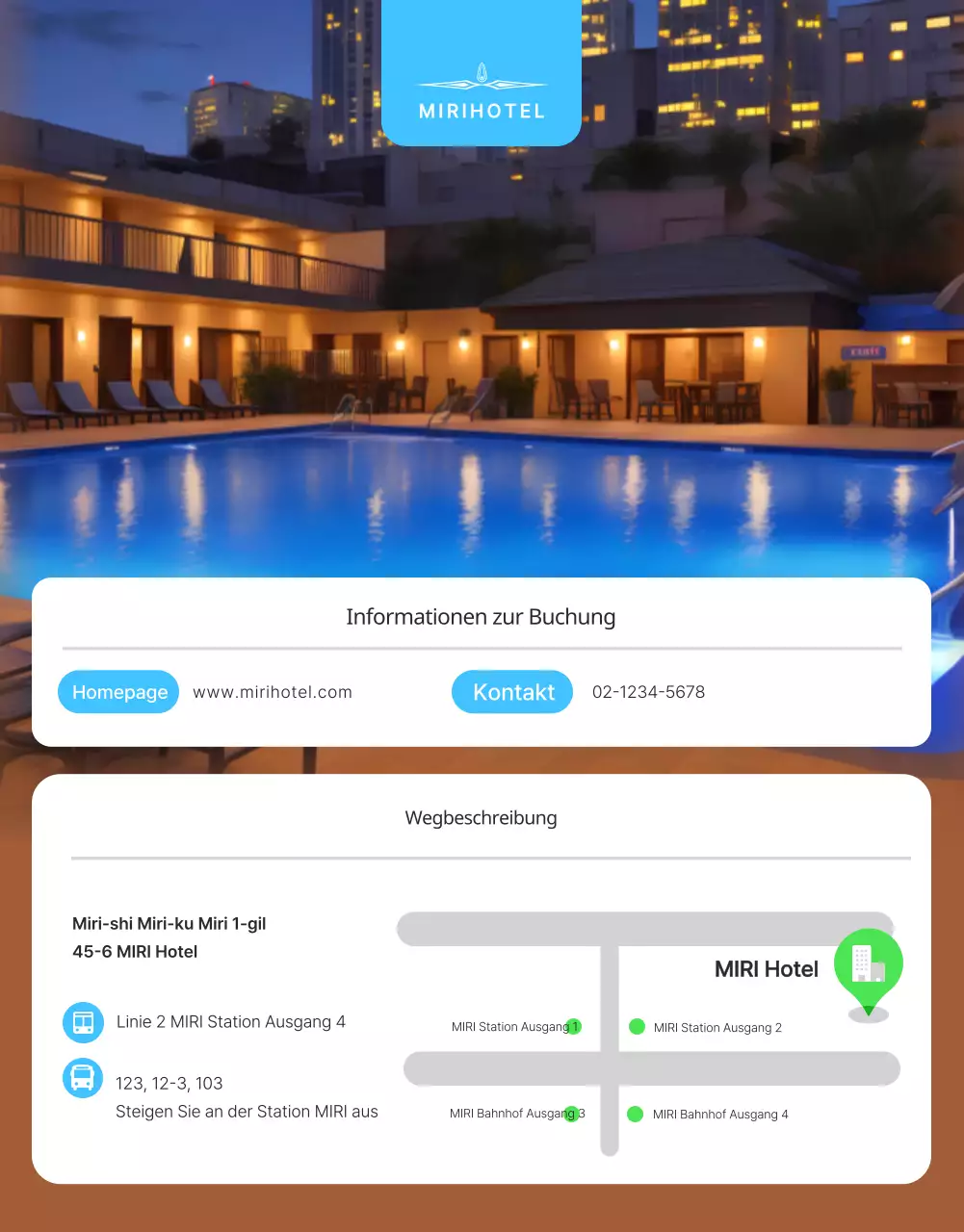 Einfache Hotel-Sommerwerbung in Weiß und Hellblau