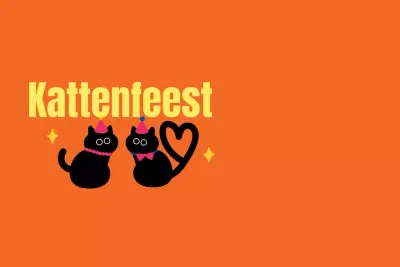 Kattenfeest met kattenillustraties en schattige lettertypes