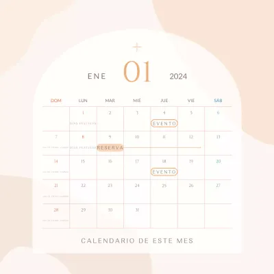 Calendario sencillo de anuncios de citas relacionadas con las ventas con formas circulares de color marfil