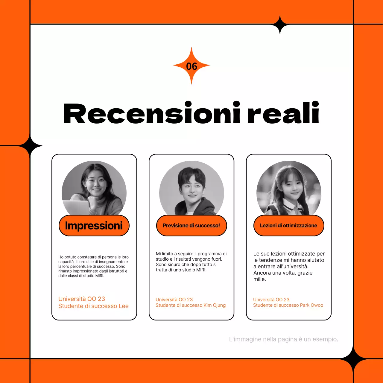 Prospetto semplice arancione e nero della scuola di mezza giornata