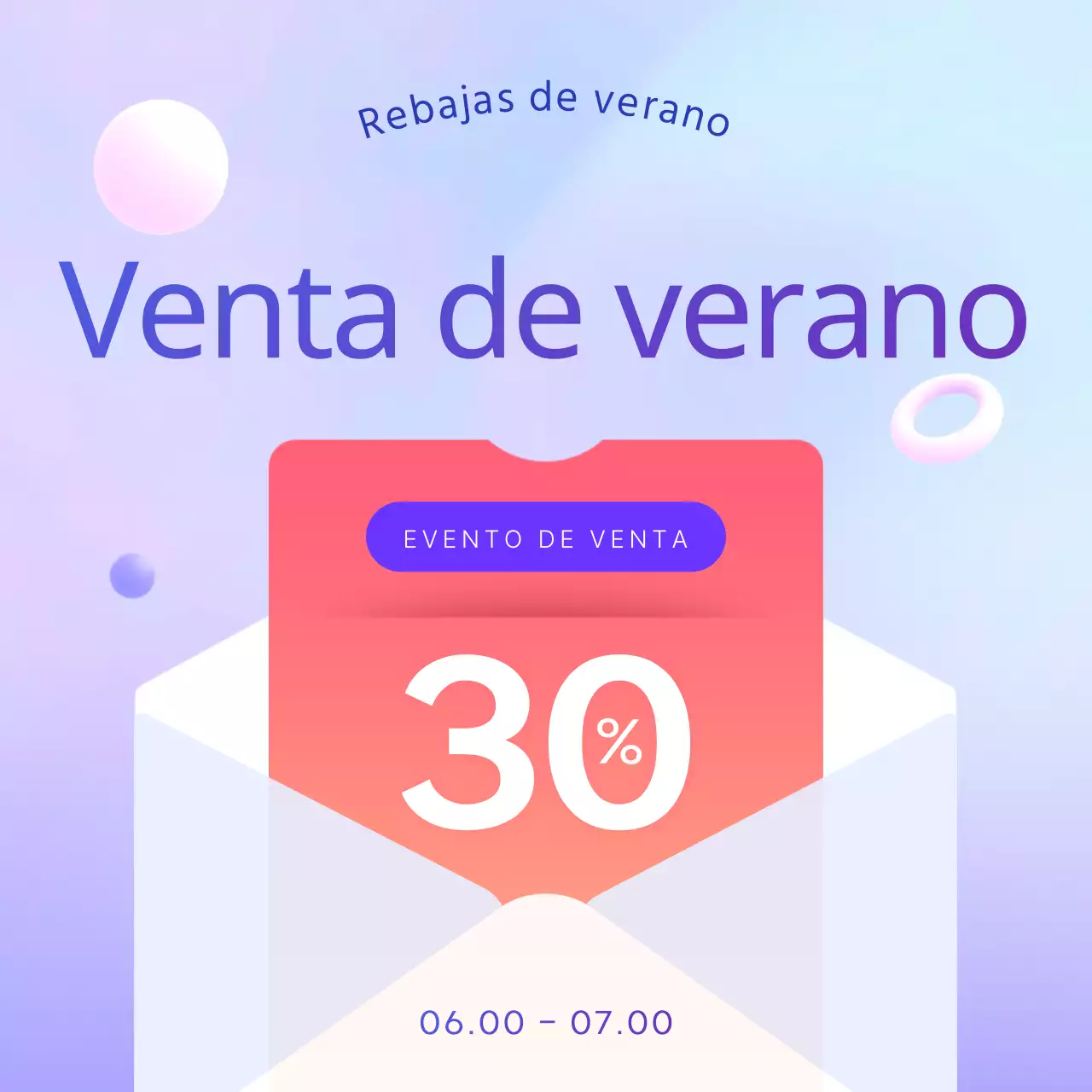 Promocione eventos veraniegos con toques de morado y azul