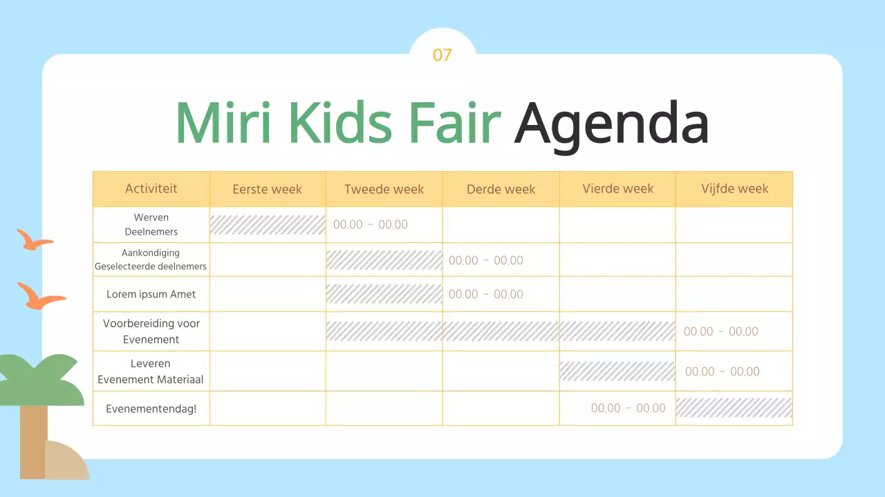 De lichtblauwe en gele oproep voor exposanten op de Kids Fair