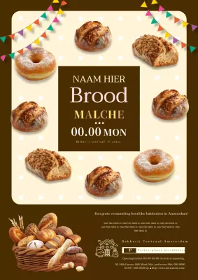 Bruine en eenvoudige bakkerij advertentie
