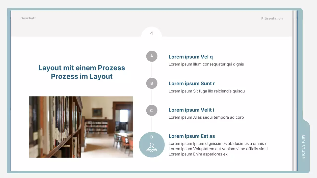 Ein einfacher Ausbildungsprospekt in Hellblau und Grau
