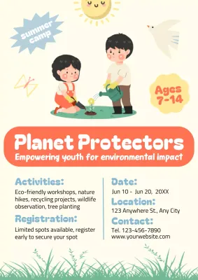 Beige Simple Summer Camp Invitation Poster