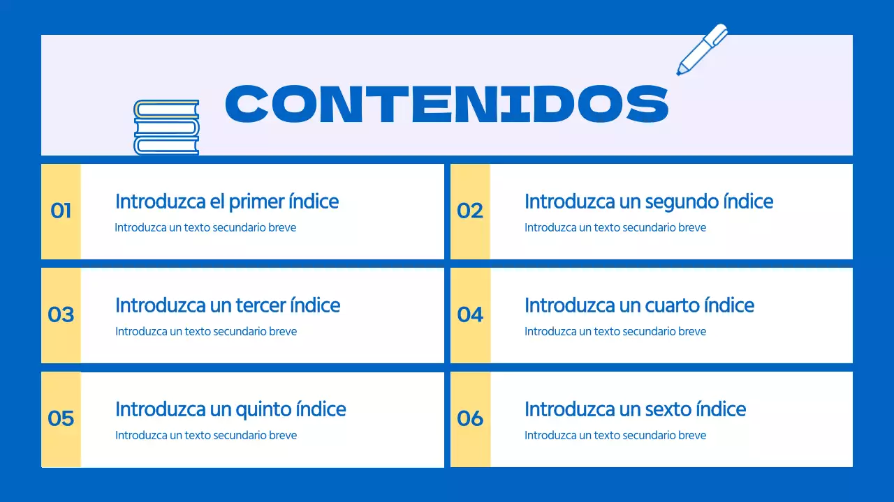 Un folleto escolar kitsch amarillo y azul