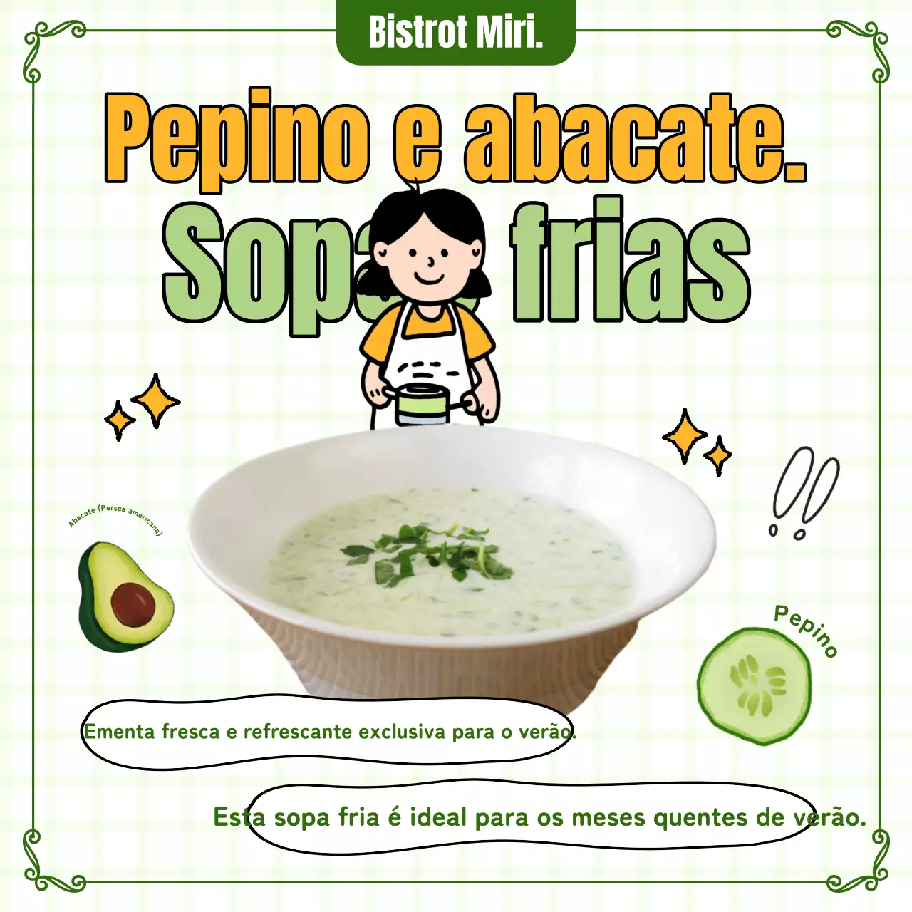 Promova os belos pratos sazonais de verão em tons de chartreuse e amarelo.
