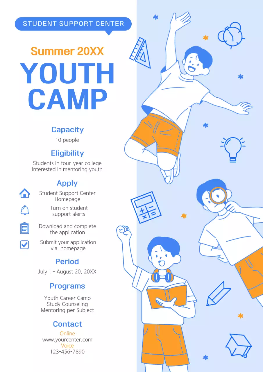 Blue Modern Youth Camp Announcement Poster