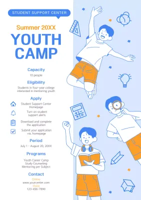 Blue Modern Youth Camp Announcement Poster