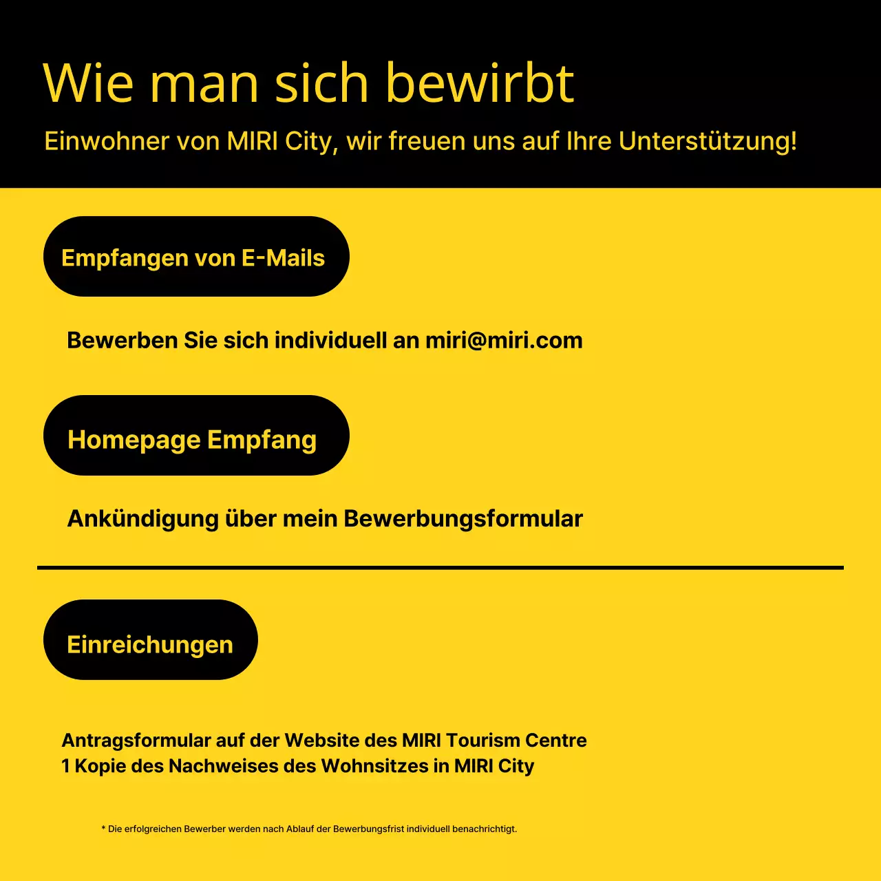 Gelbes und schwarzes minimalistisches Rekrutierungsfeld für Kulturkommentatoren