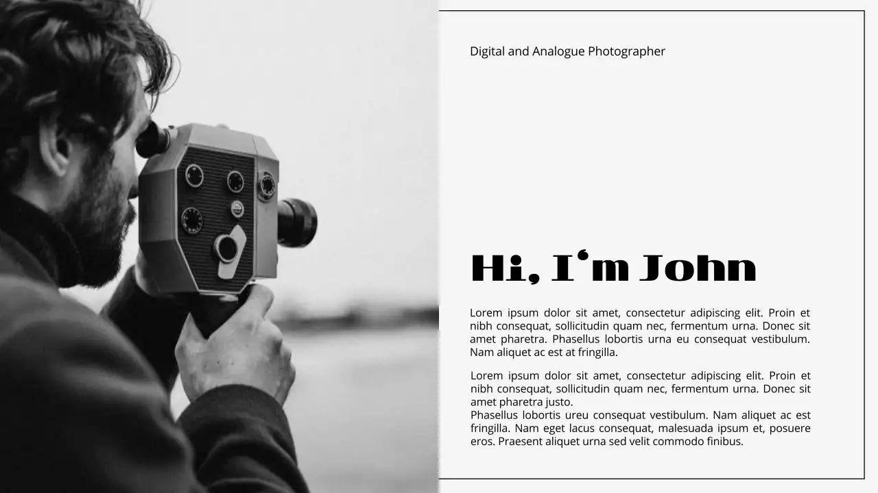 Black Minimal Photographer Portfolio Presentation