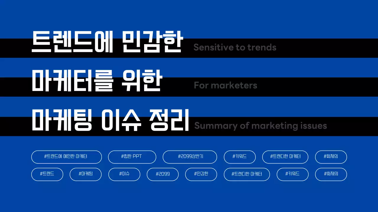 파랑과 검정의 모던한 마케팅 이슈 정리 보고서