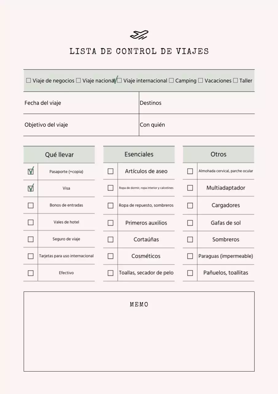 Sencillo bloc de notas de viaje en marfil y menta