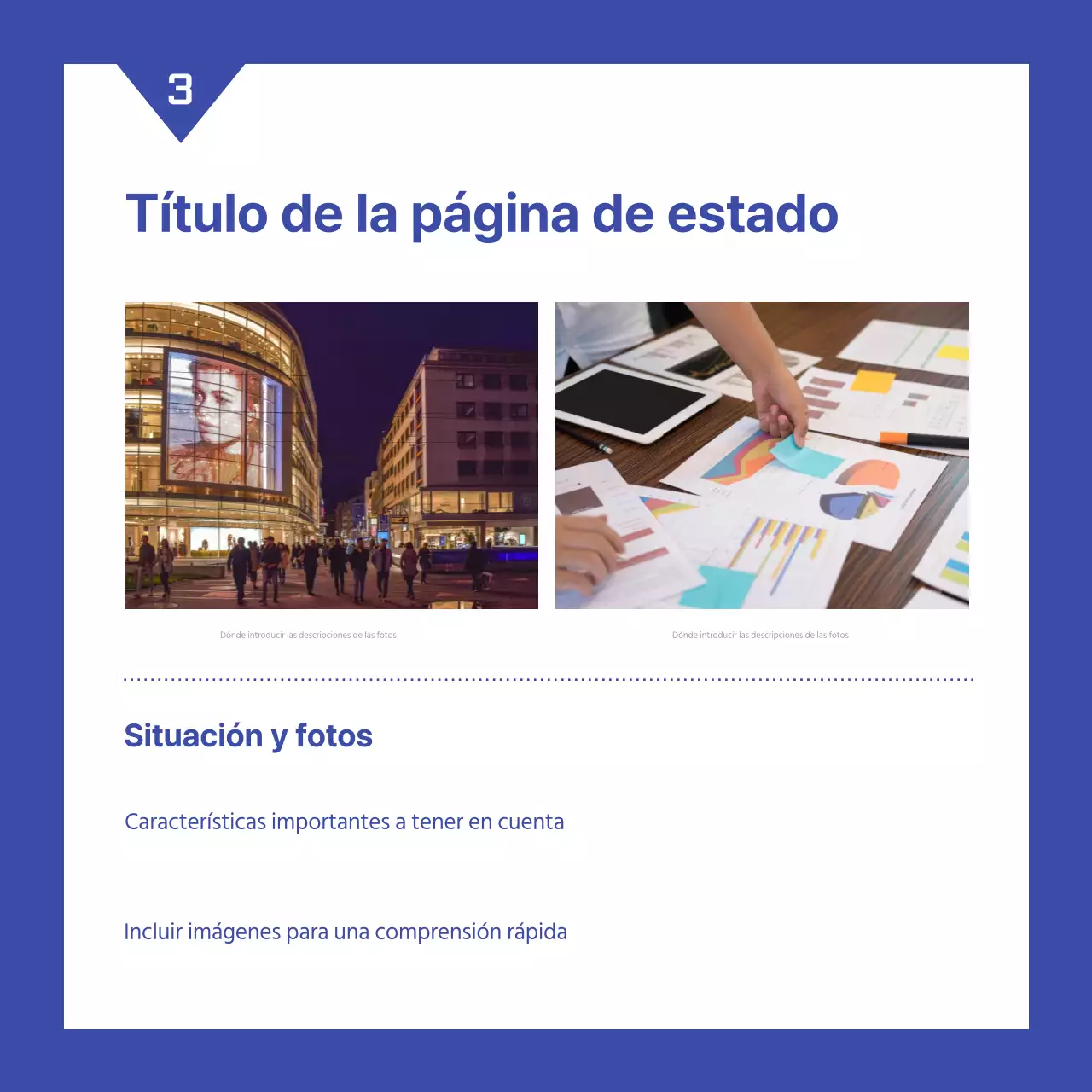 Un sencillo informe azul y blanco de evaluación del rendimiento empresarial