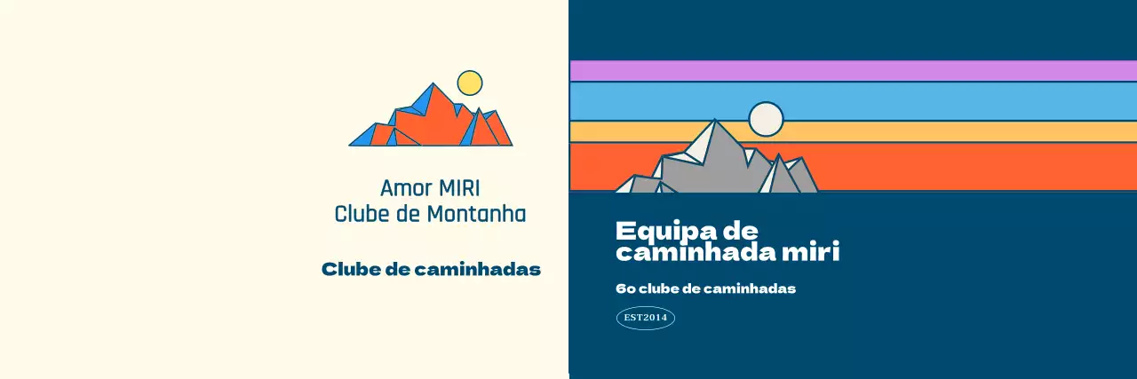 Clubes desportivos com ilustrações de montanhas multicoloridas