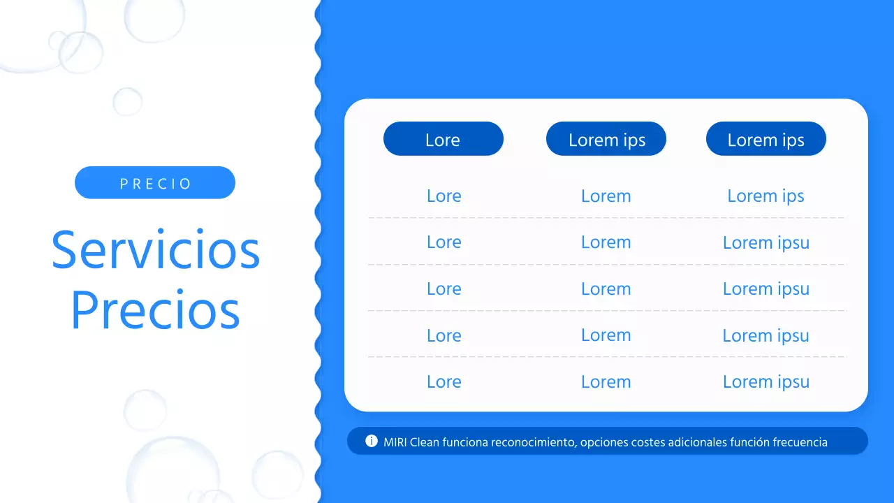 Un sencillo folleto azul y blanco de empresa de limpieza de mudanzas