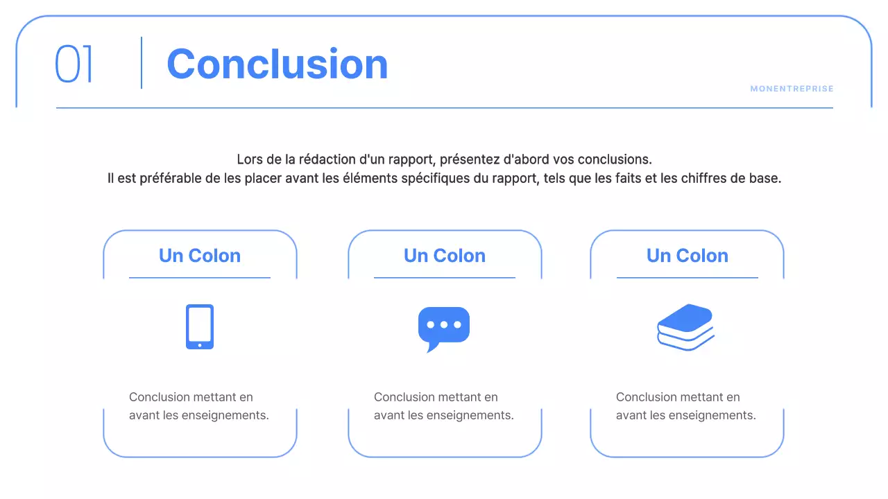 Rapports d'entreprise simples en bleu