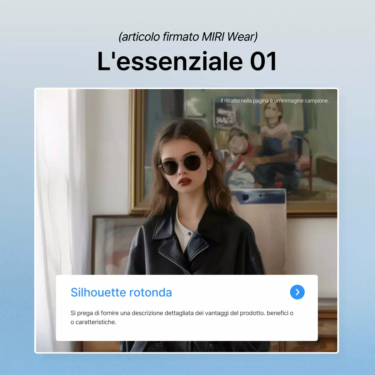 Descrivere e promuovere la moda di tendenza in blu e bianco