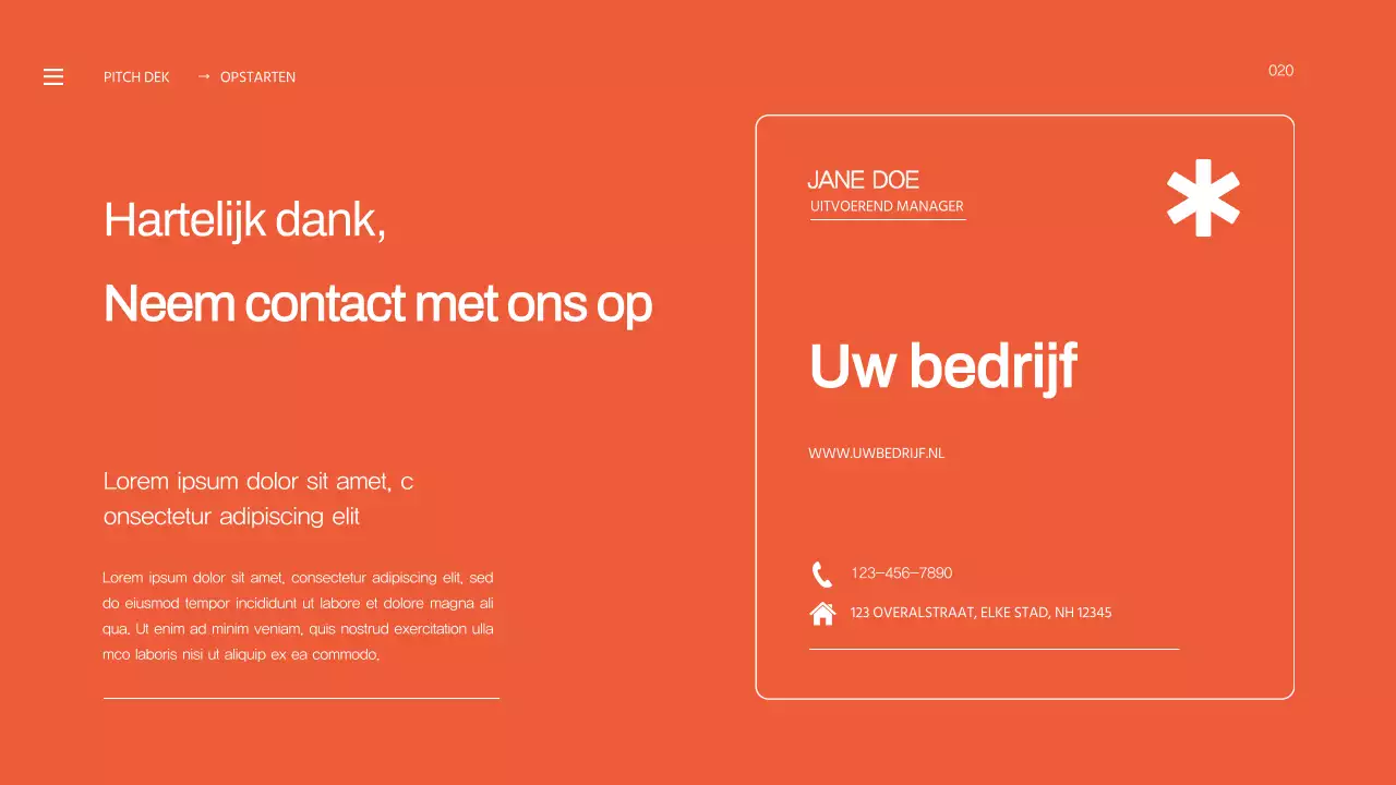 Orange Bold Business Startup Pitch Deck Voorstel