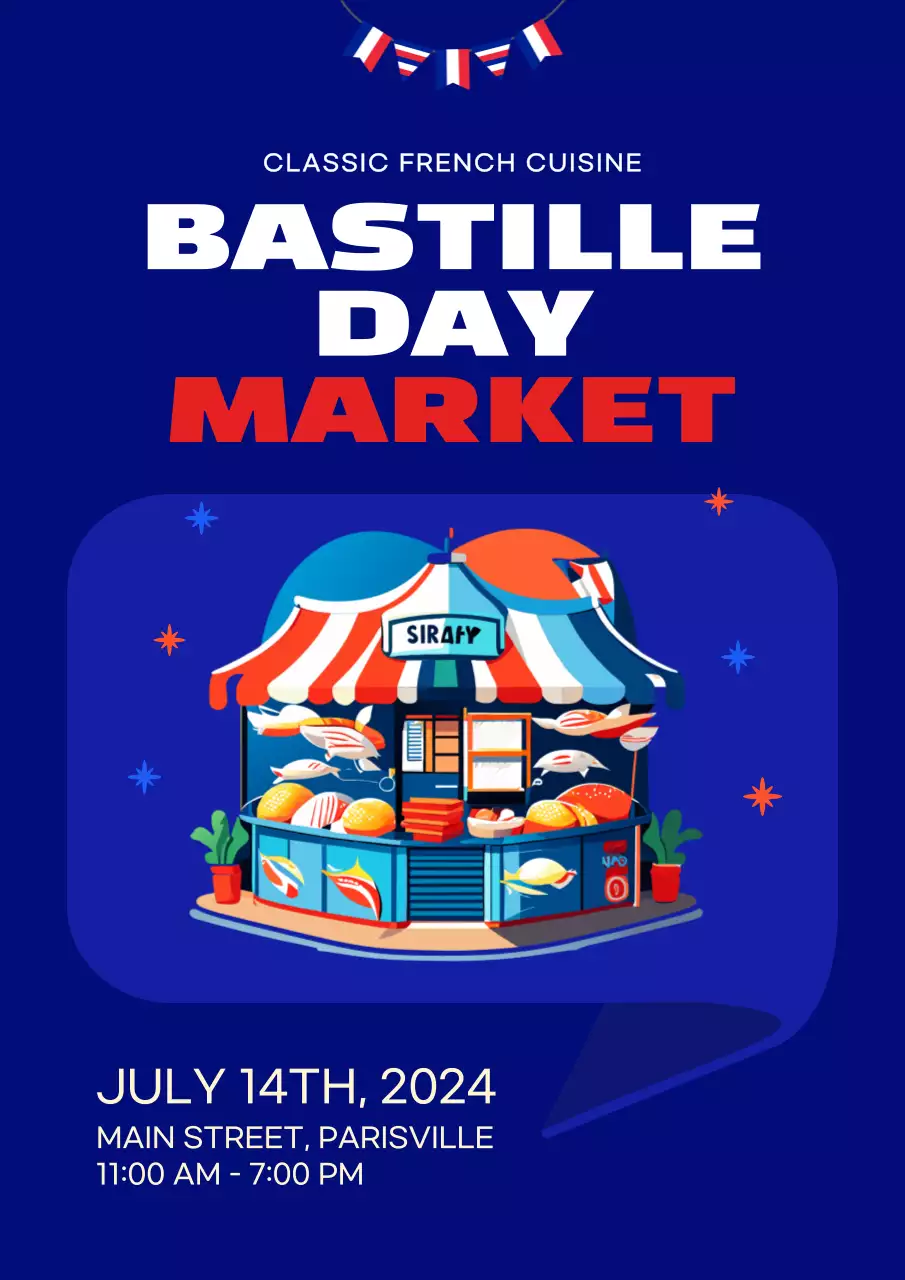 Blue Modern Market Announcement Poster