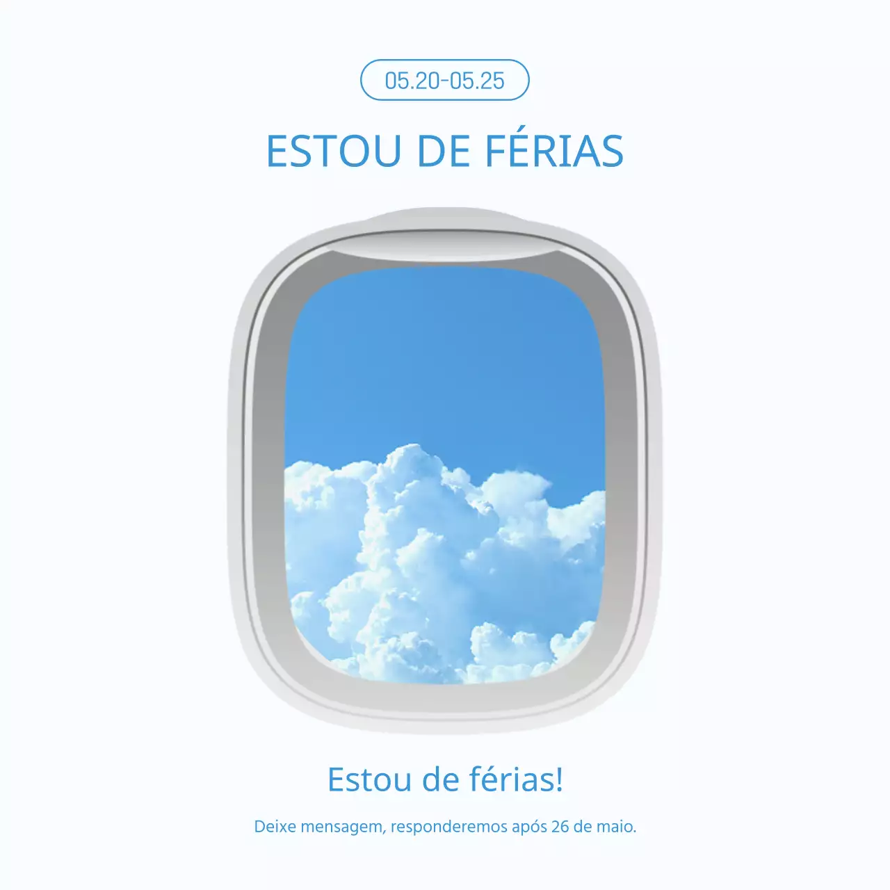 Um anúncio de férias simples em azul claro e cinzento