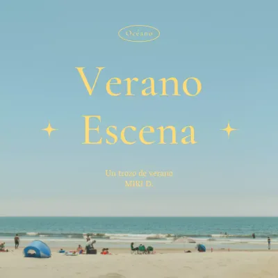 Poste de playa Kitschy en azul y amarillo