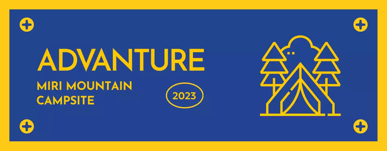 깃발 느낌의 캠핑 아이콘이 있는 디자인