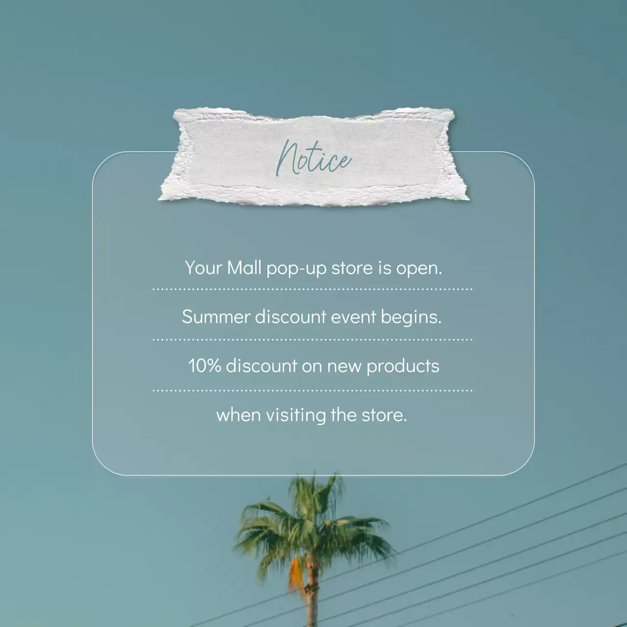 Blue Minimal Store Announcement Social Media Post