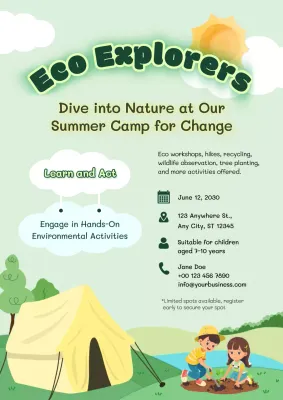 Green Rustic Summer Camp Announcement Poster