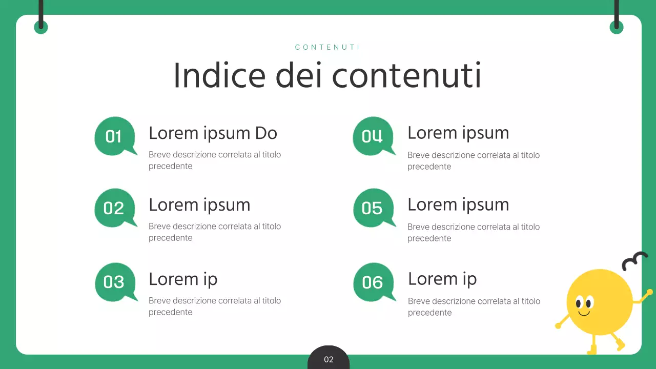 Un report analitico sui contenuti per bambini di colore verde e giallo