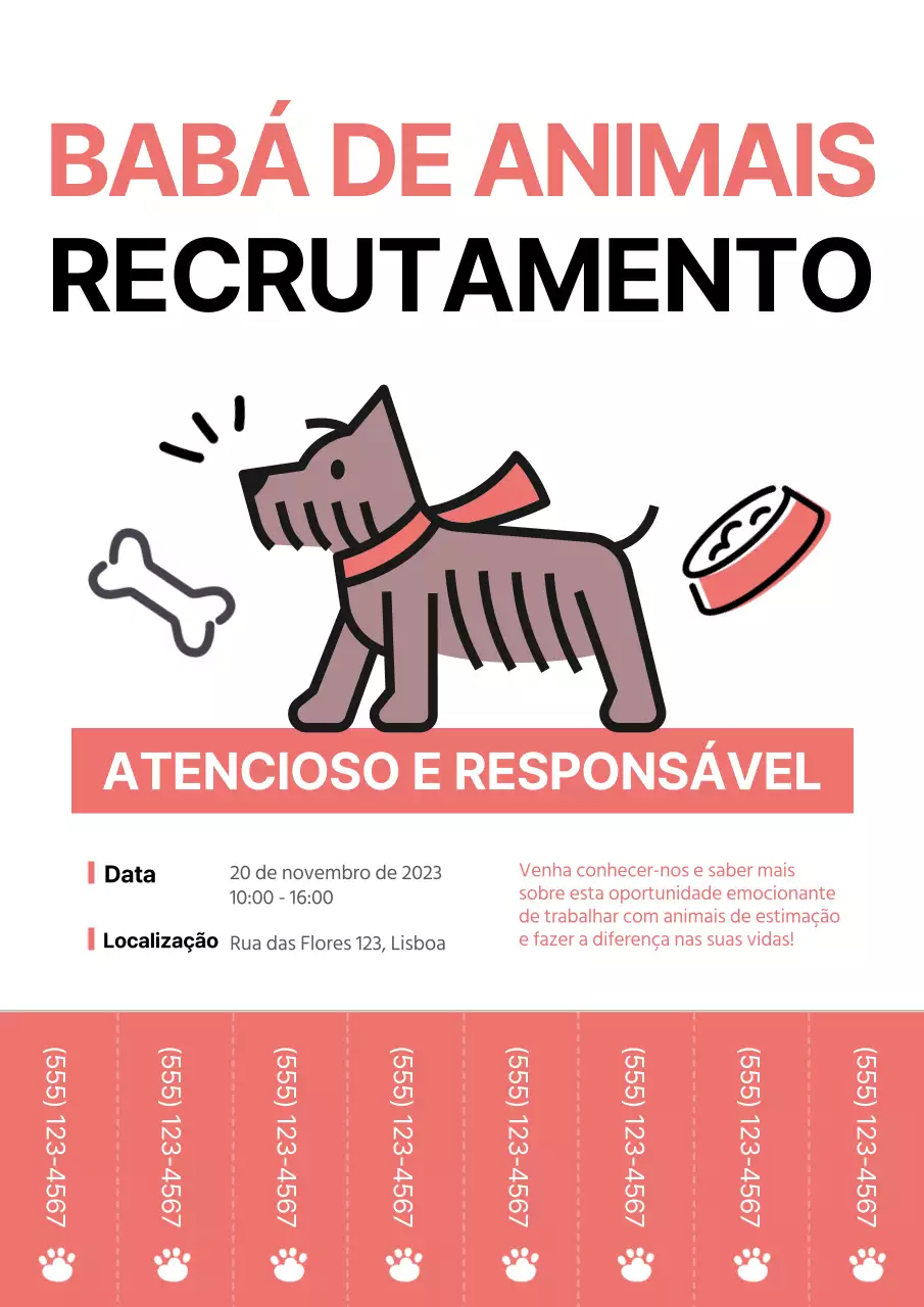 Um simples anúncio de emprego de pet sitter vermelho e preto