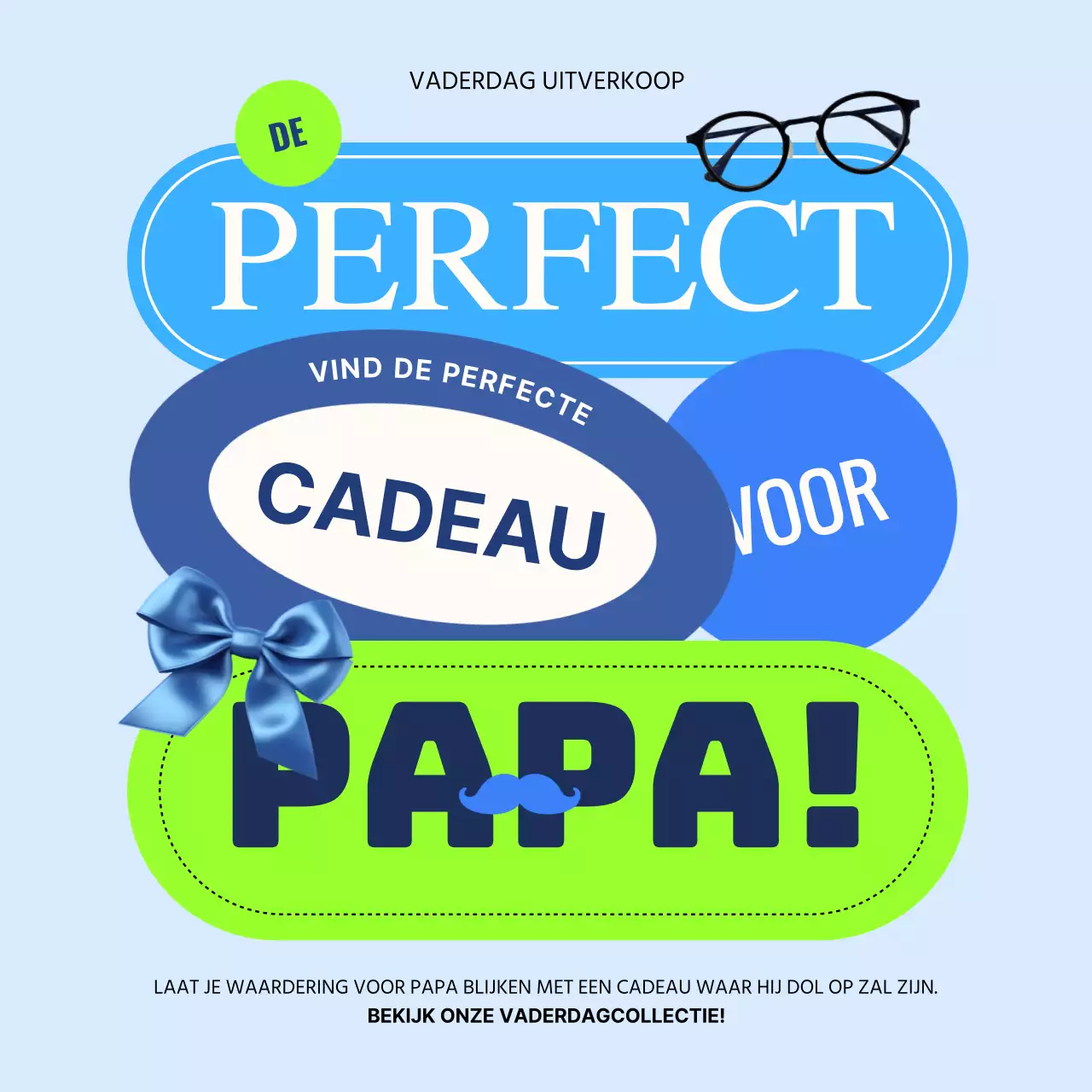 On-trend herenverkoopadvertentie in blauw en fluorescerende kleuren