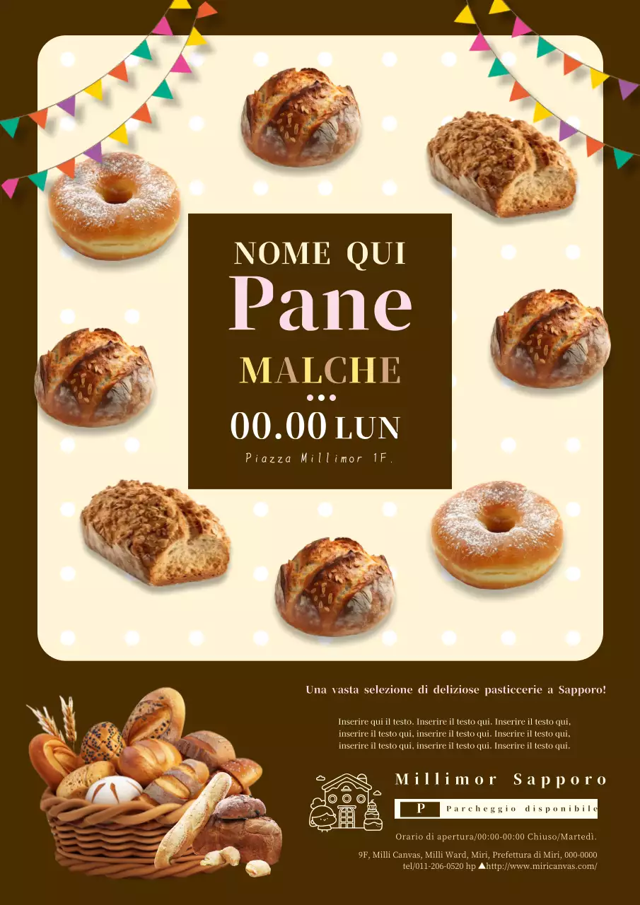 Pubblicità di una panetteria marrone e semplice