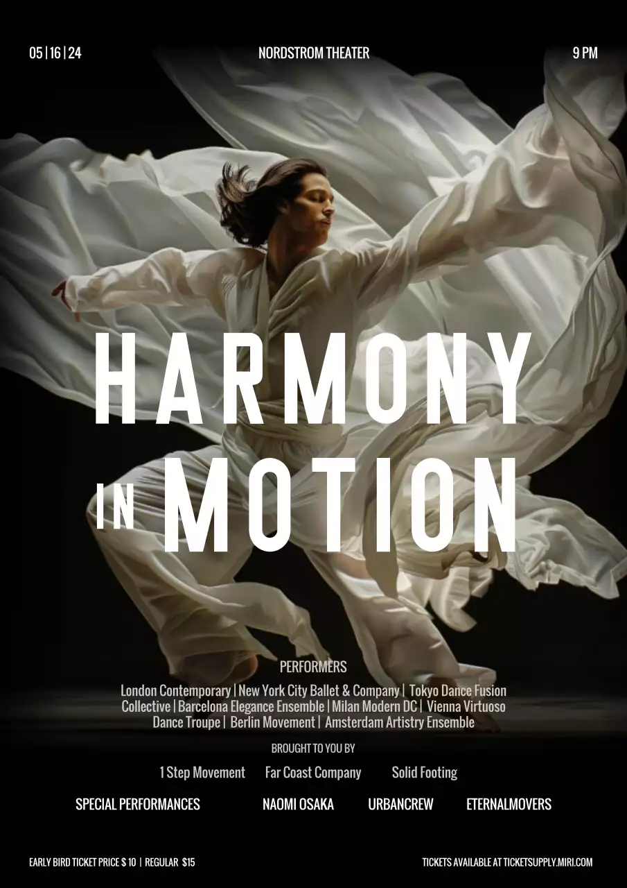 White Elegant Dance Event Poster