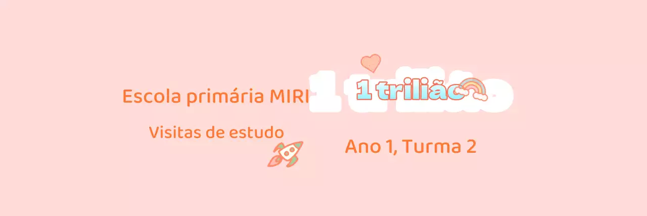 Anúncios de grupo de viagens de estudo da escola primária em cor-de-rosa e branco