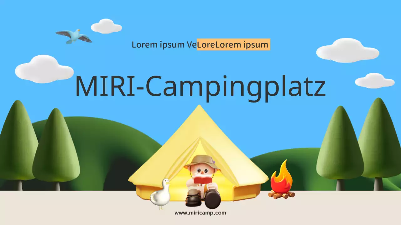 Ein Führer zum orange-beigen Sommercampingplatz