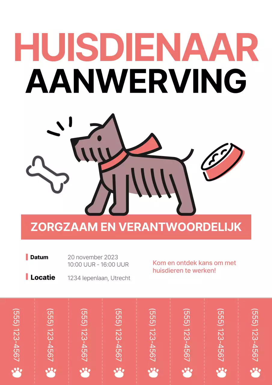 Een eenvoudige rood-zwarte vacature voor dierenoppas