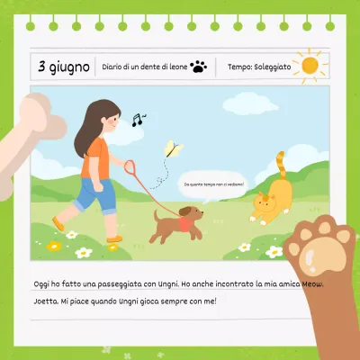 Un piccolo e grazioso diario illustrato in chartreuse e bianco