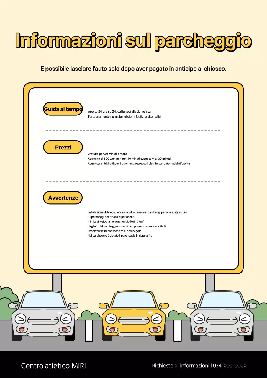 Un semplice avviso di parcheggio giallo e grigio