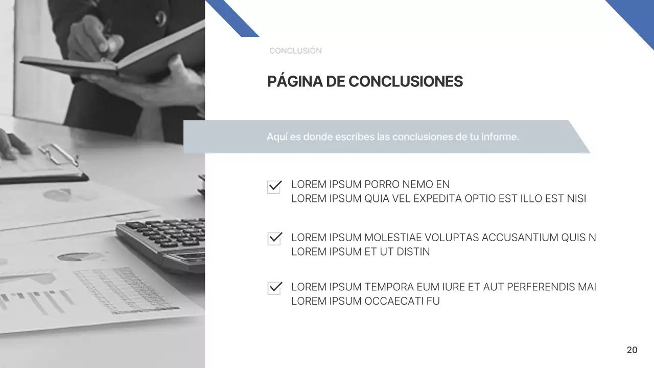 Un sencillo informe corporativo en azul y azul claro