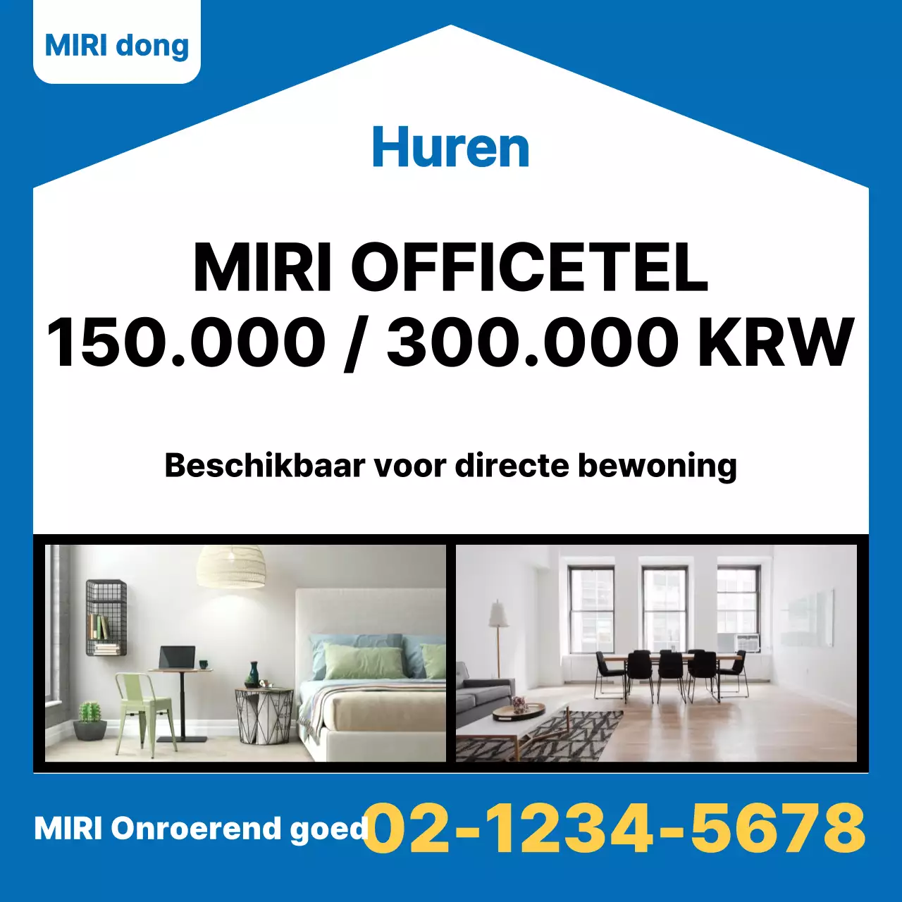 Een eenvoudige verhuispaal in blauw en zwart