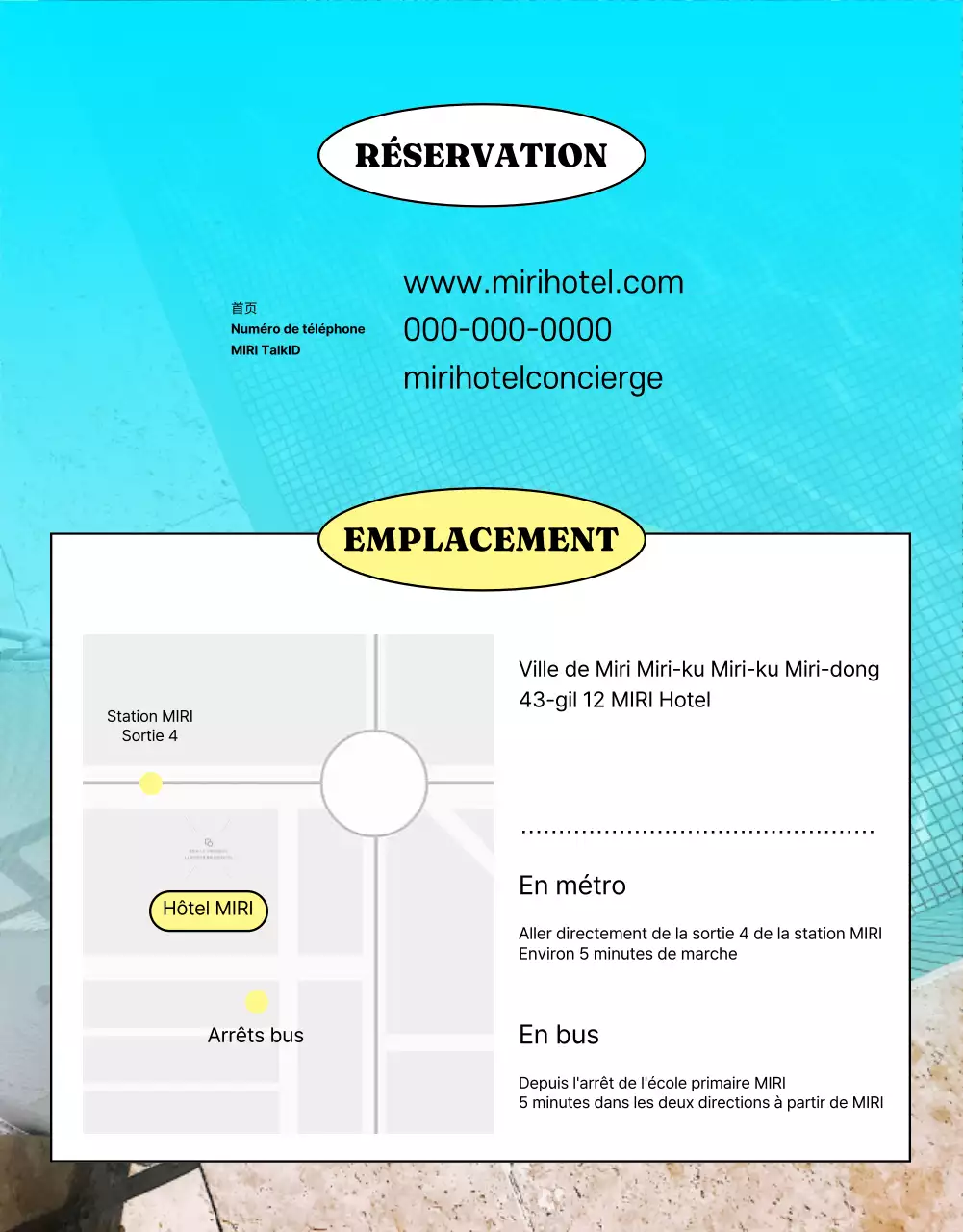 Annoncer des offres d'hôtel avec des touches de jaune et de bleu clair