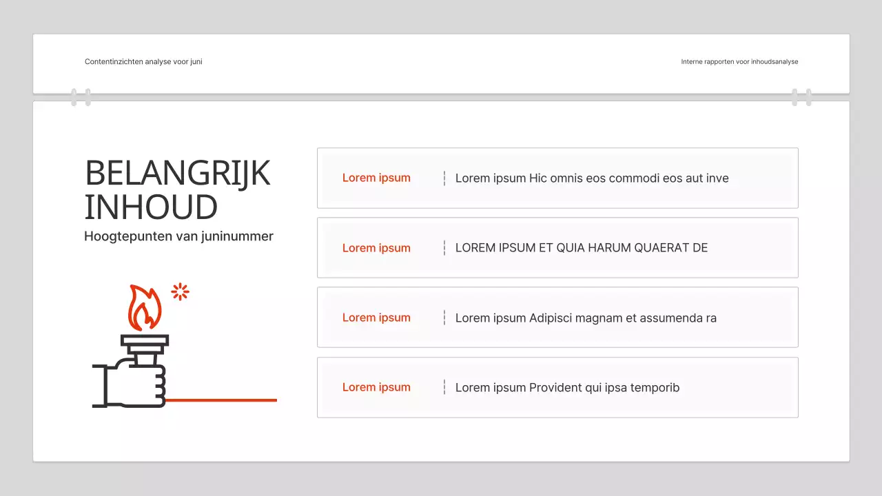 Een eenvoudig rapport voor inhoudsanalyse in rood en wit