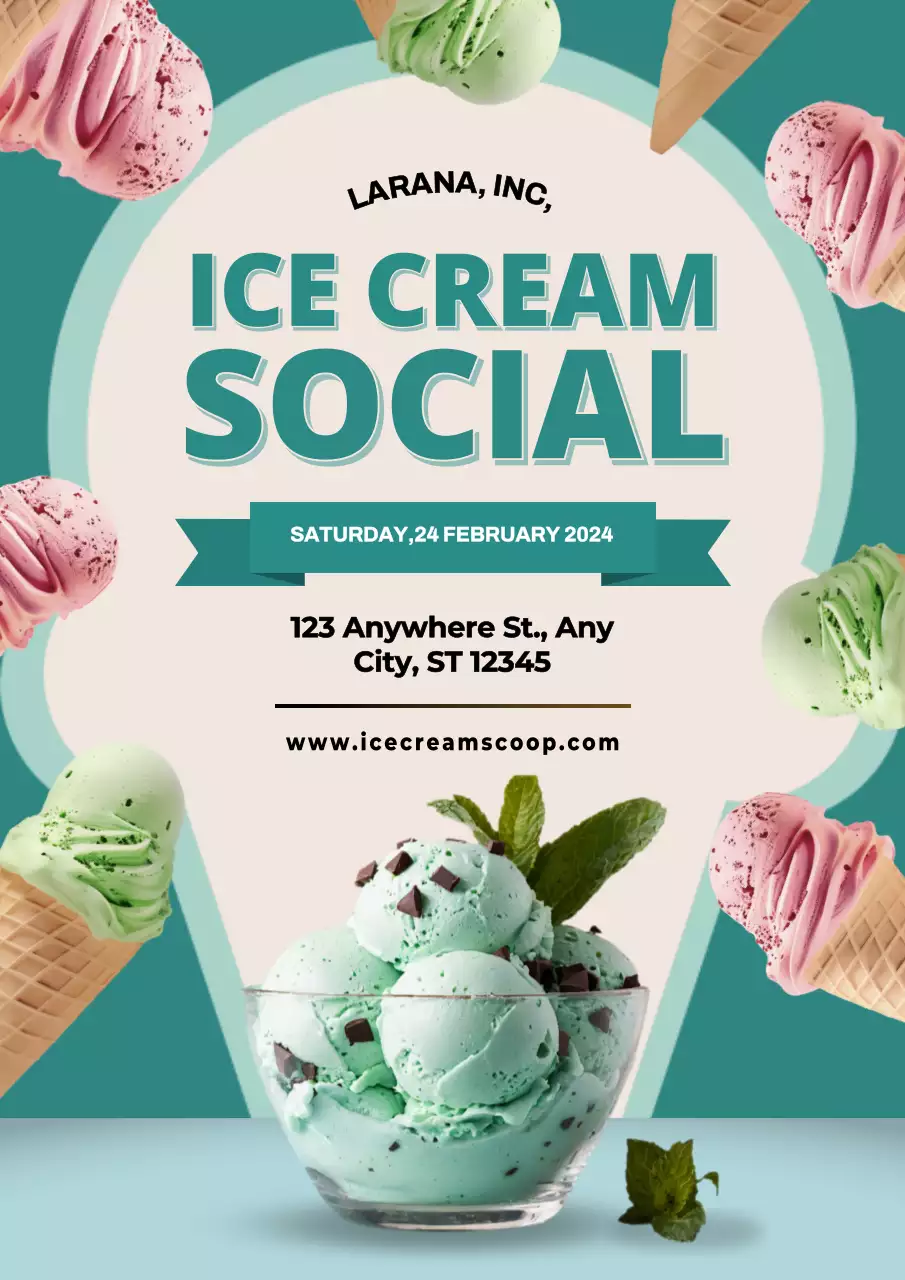 Teal Trendy Ice Cream Event Poster