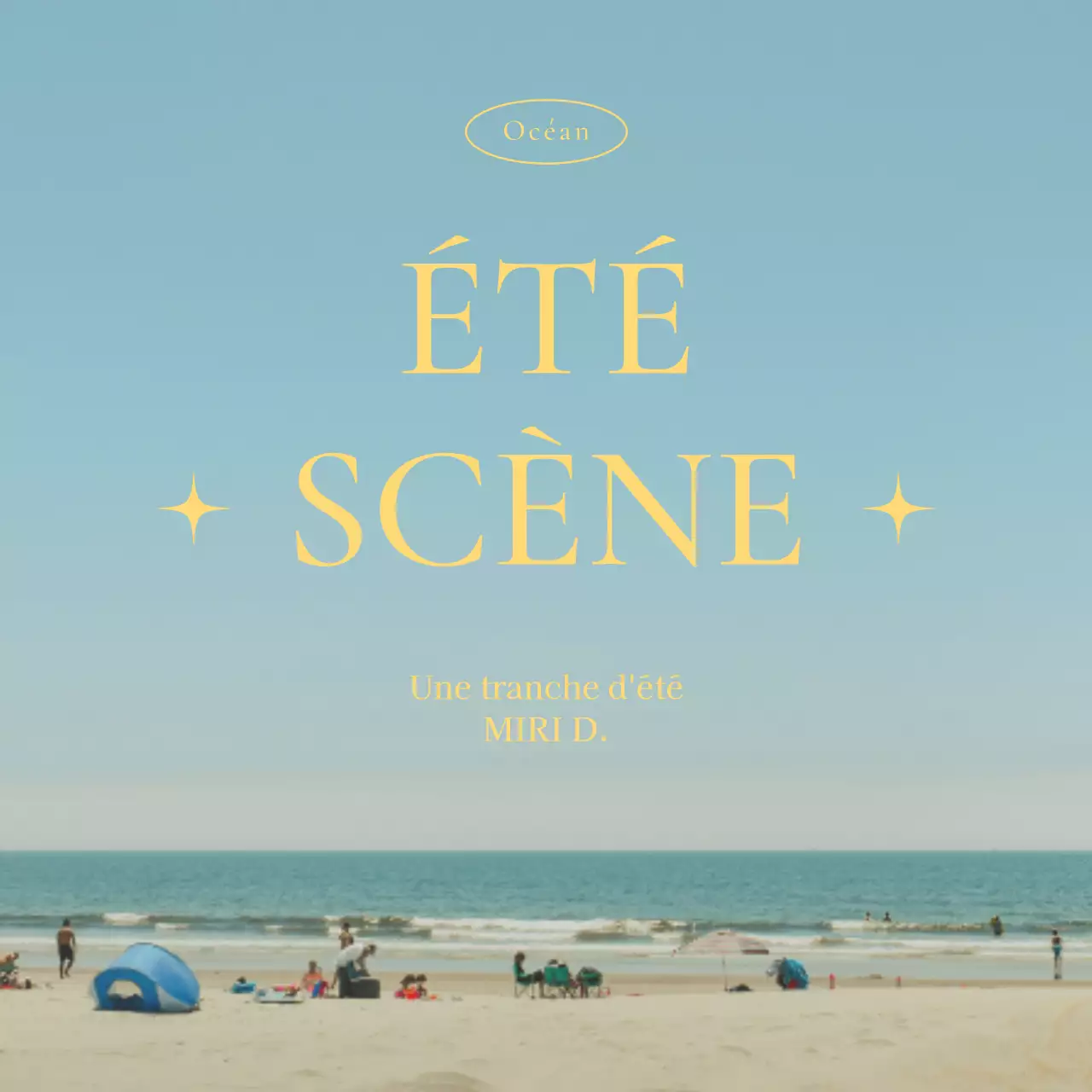 Kitschy sea beach post en bleu et jaune