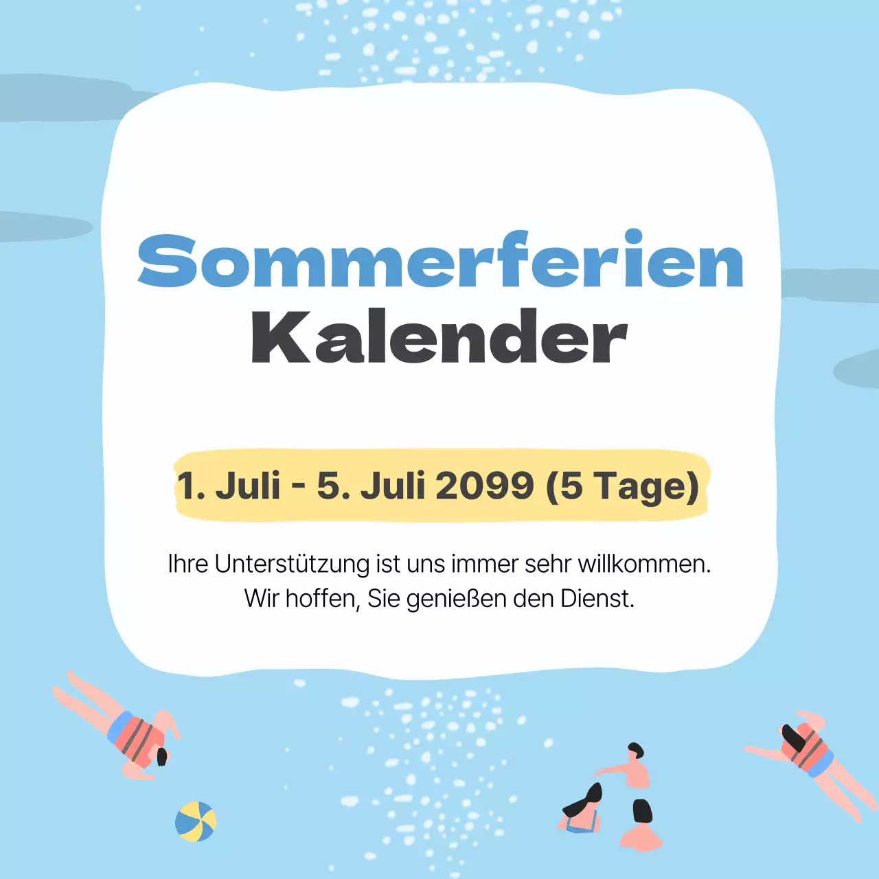 Einfache Urlaubsinformationen in Hellblau