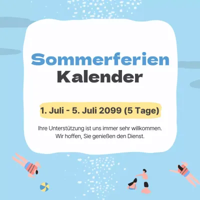 Einfache Urlaubsinformationen in Hellblau