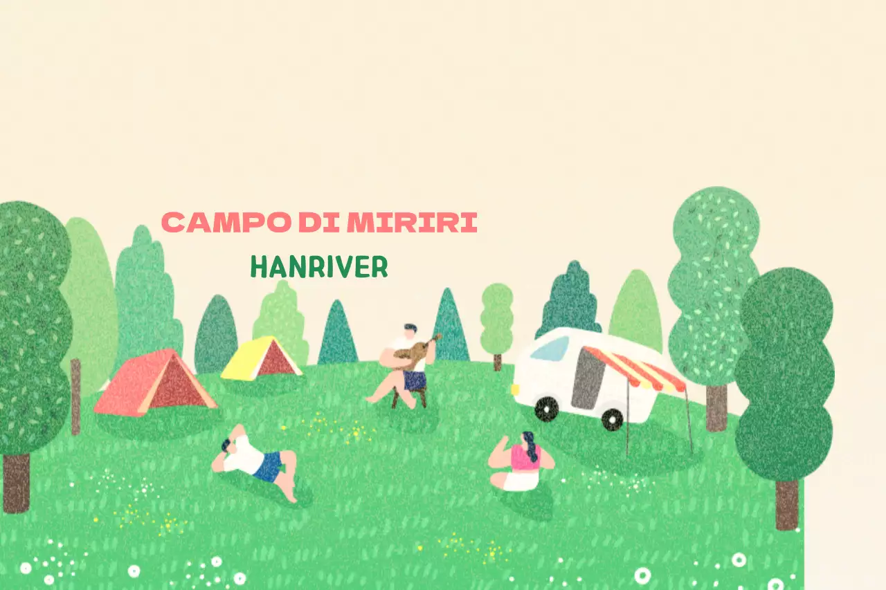 Un campeggio sentimentale con un disegno illustrato dei campeggiatori