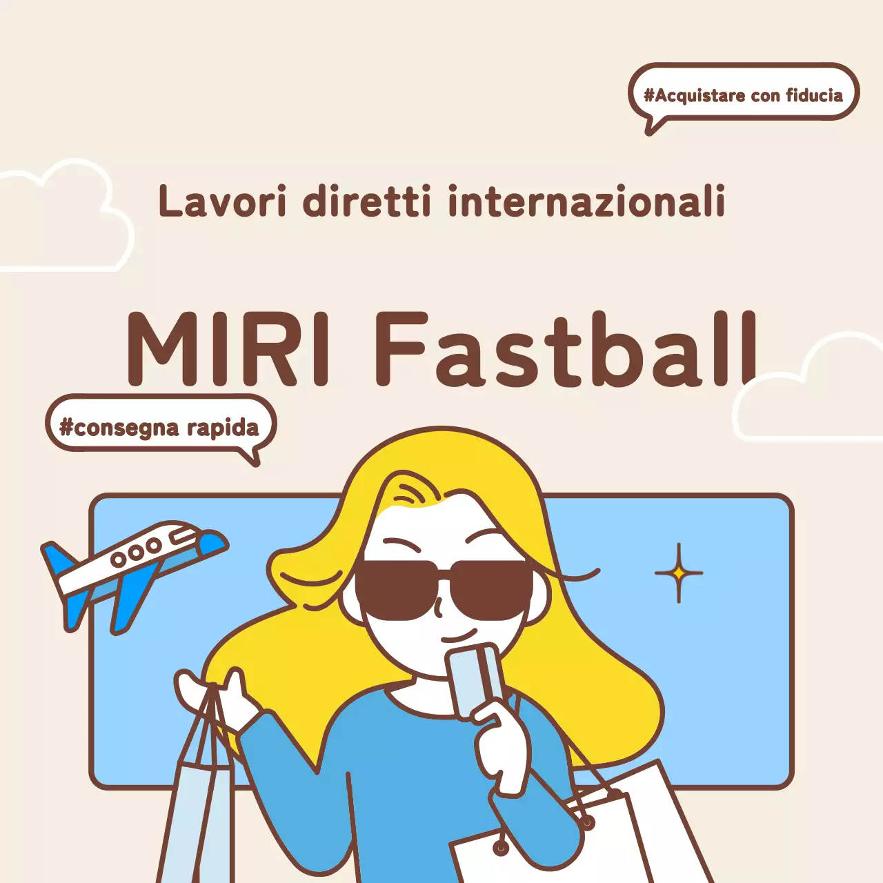 Semplice promozione sui social media per la ricerca di lavoro all'estero in giallo e azzurro